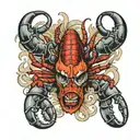 lobster and ram skull tattoo design idea