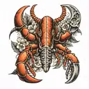 lobster and ram skull tattoo design idea
