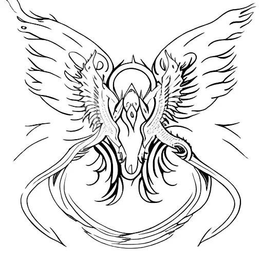 one side angel wing and other side dragon wing  tattoo design idea