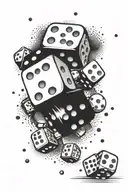 Dice rolling tattoo design idea