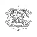 Dos letras Y entrelazadas y una letra M debajo tattoo design idea