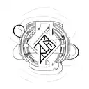 Dos letras Y entrelazadas y una letra M debajo tattoo design idea