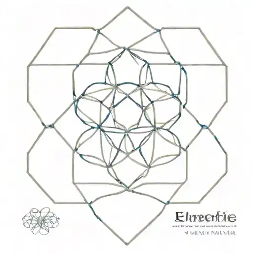 A geometric Flower of Life tattoo: a symmetrical pattern of interlocking circles forming a hexagonal star at the center. tattoo design idea