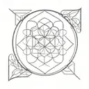 Symmetrical mandala with a Flower of Life, using thin black lines for a balanced, minimalist look. tattoo design idea