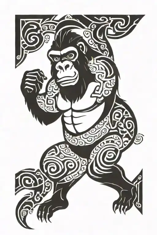 fiji and maori tattoo design featuring a gorilla tattoo design idea