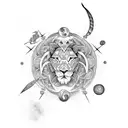 sleeve tattoo in maori style with 4 horoscopes: lion, cancer, gemini and scorpion tattoo design idea