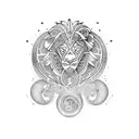 sleeve tattoo in maori style with 4 horoscopes: lion, cancer, gemini and scorpion tattoo design idea