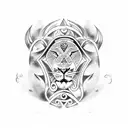 sleeve tattoo in maori style with 4 horoscopes: lion, cancer, gemini and scorpion tattoo design idea