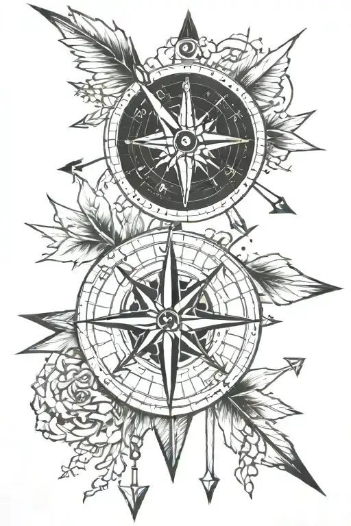 compass and arrows tattoo design idea