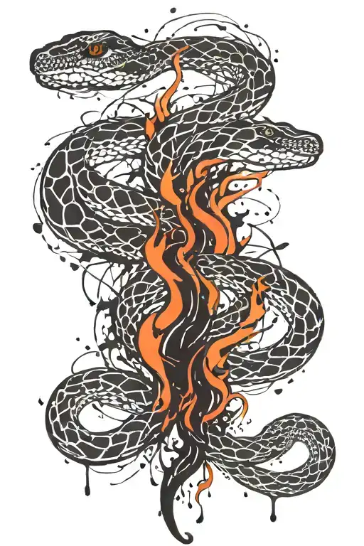 intricate fire and ice tattoo design of a magnificent snake tattoo design idea