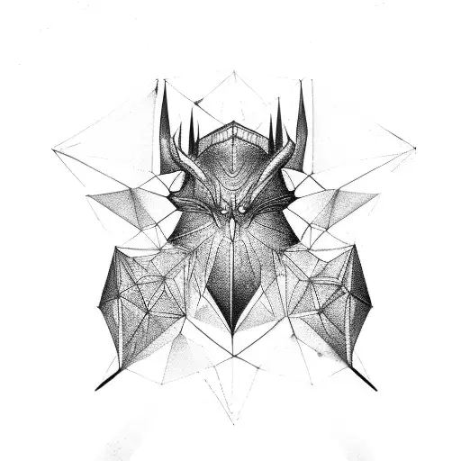 3 cyber sigilism type bats  tattoo design idea