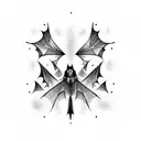 3 black bats flying up tattoo design idea