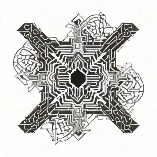 ornamental black abstract design with repetitive vertebrae tattoo design idea