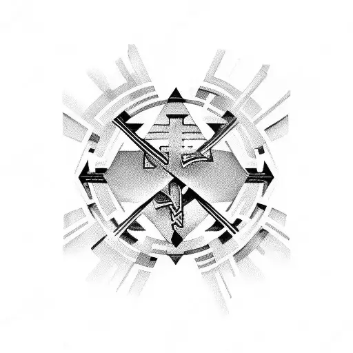 cyber sigilism cross tattoo design idea