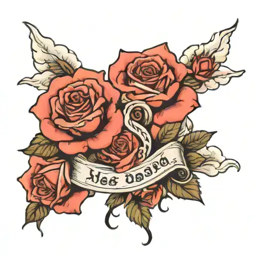 bible verse roses clouds tattoo design idea