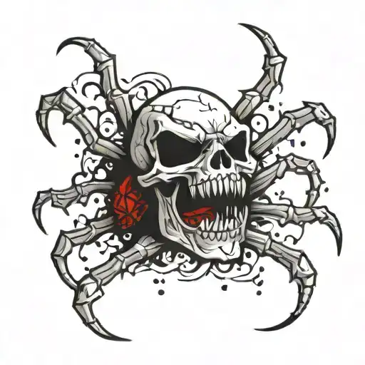 tattoo of a spider biting a skull with blood  tattoo design idea