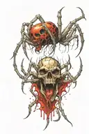 tattoo of a spider biting a skull with blood tattoo design idea