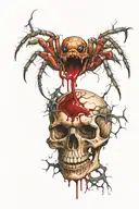tattoo of a spider biting a skull with blood tattoo design idea
