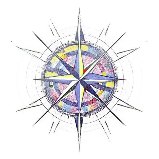 Mountain Scene Compass Wings Time tattoo design idea