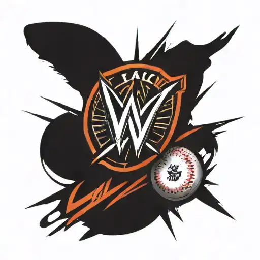 WWE logo baseball combined together tattoo design idea