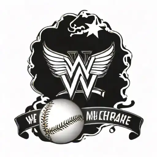 WWE logo baseball combo tattoo design idea
