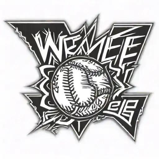 WWE logo with baseball behind WWE logo tattoo design idea