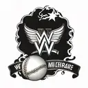 WWE logo baseball combo tattoo design idea