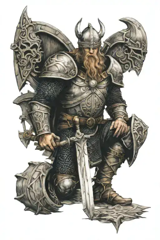 viking, tower, knight armor, denmark tattoo design idea