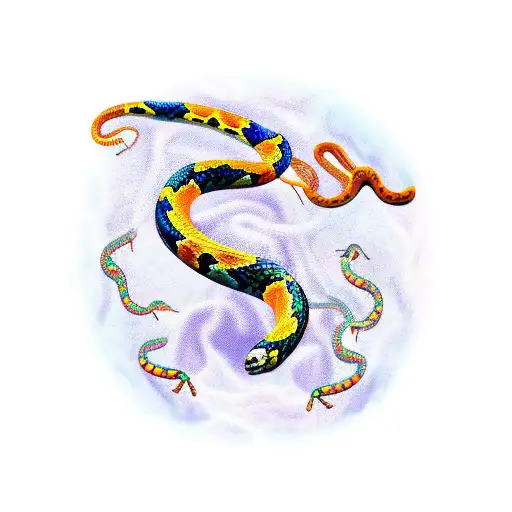 Butterfly with snake and universe tattoo design idea