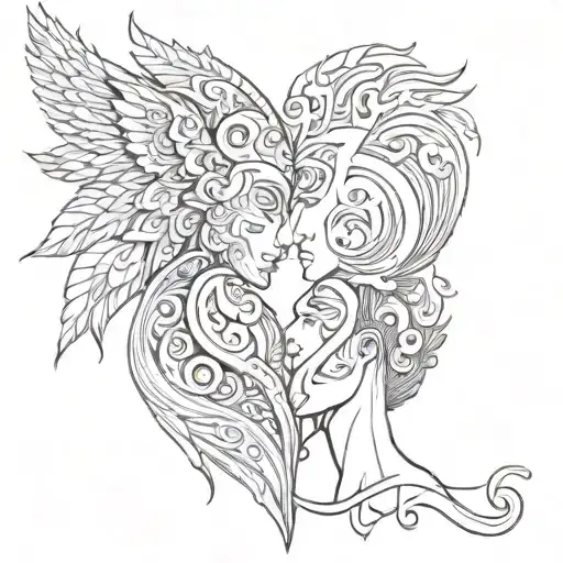 unconditional love of soul mates tattoo design idea