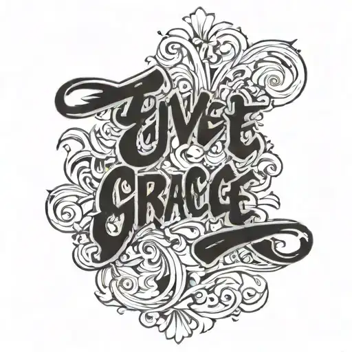 text "give me grace" distressed with slash  tattoo design idea