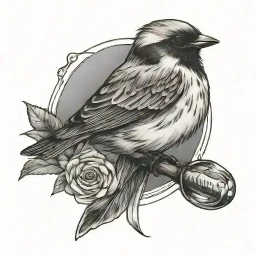 sparrow with a machete tattoo design idea
