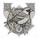 sparrow with a machete tattoo design idea