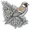 sparrow with a machete tattoo design idea