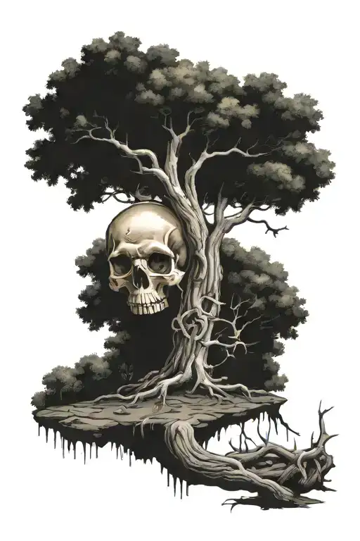 Poison tree with Christian cross tattoo design idea