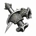 weapon mace sword tattoo design idea