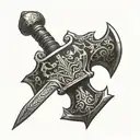 weapon mace sword tattoo design idea