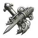 weapon mace sword tattoo design idea