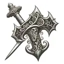 weapon mace sword tattoo design idea
