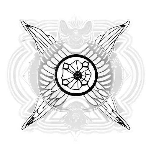 Table tennis paddle with wings tattoo design idea