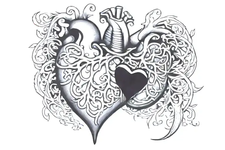 Heart and chest tattoo design idea