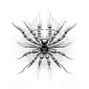 red spider lili, abstract lines tattoo design idea