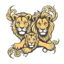 Lion and lioness tattoo design idea