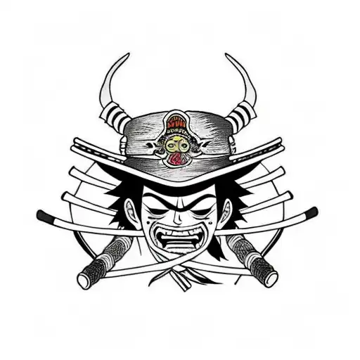  luffy samurai pirata tattoo design idea