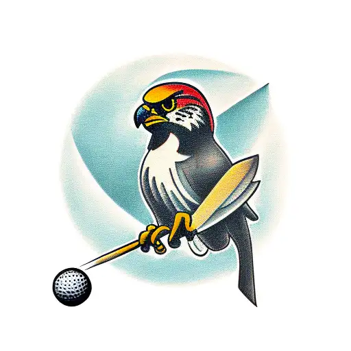 Falcon with golf ball tattoo design idea