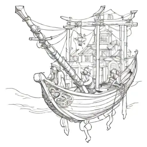 gondola floating tattoo design idea