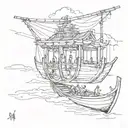 gondola floating tattoo design idea