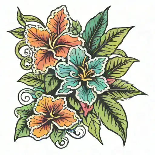 Huntsville Alabama , Nashville Tennessee and tropical plants  tattoo design idea