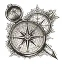 A map compass with coordinates of Huntsville and Nashville, representing your love for travel and favorite cities tattoo design idea
