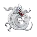 Traditional Japanese dragon entwined with a skeletal Dragoon tattoo design idea